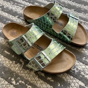 Birkenstock, Size 37, Arizona Gator Gleam Mineral Sandal